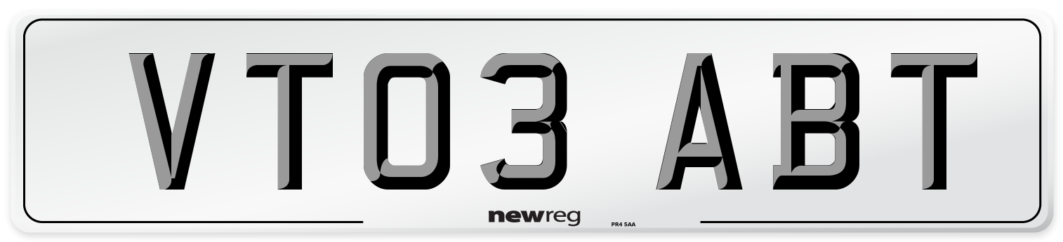 VT03 ABT Number Plate from New Reg